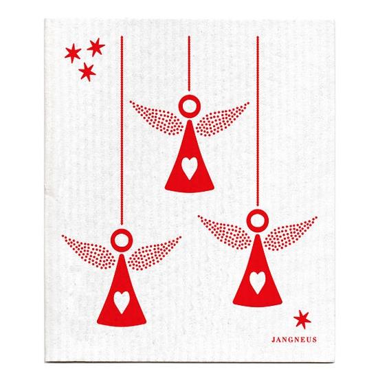 Angels - Red - Swedish Dishcloth