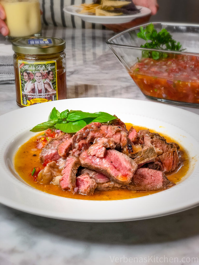 Peppercorn Steak with Hawaiian Pepper Smoked Pineapple