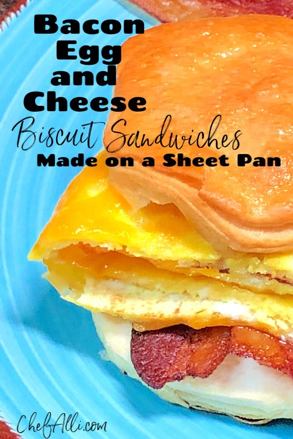 When it comes to breakfast, what’s better than a warm, yummy Bacon, Egg and Cheese Biscuit Sandwich? Having these on hand to pull out of the freezer and pop into the oven on busy school mornings has saved my bacon more times than I can even say