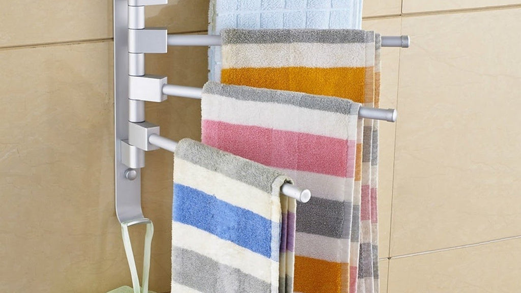 Suction Cup Rotating Bathroom Movable Towel Rack Bars Rotary Storage Hanging Racks Wall Mounted Towel Holder Hanger In Silver Check here ...