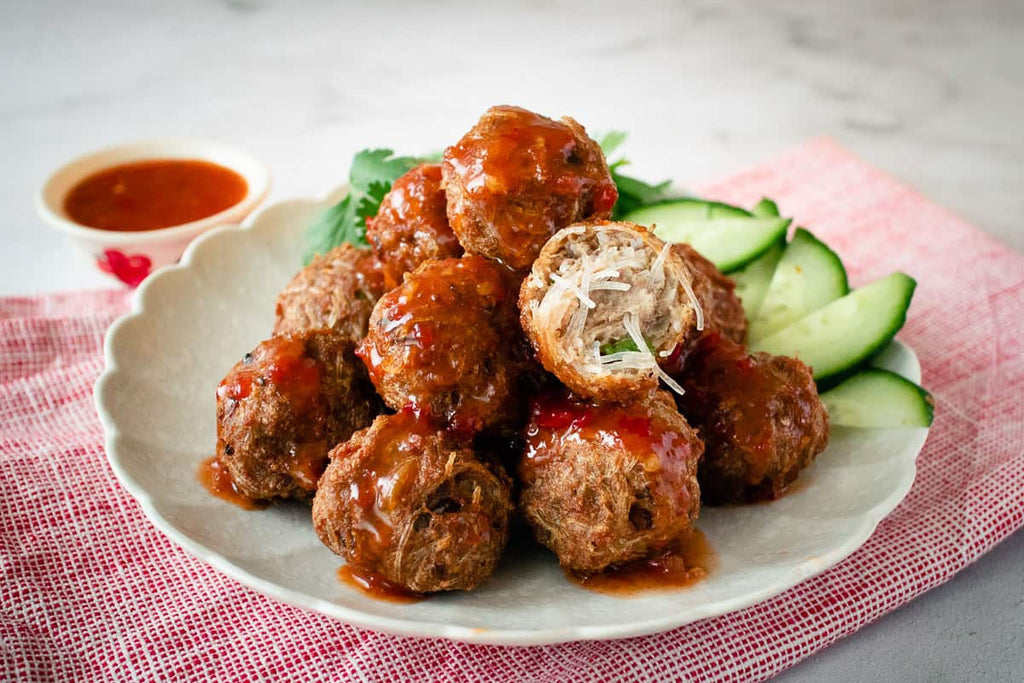 Thai Noodle Meatballs w/ Sweet Chili Sauce