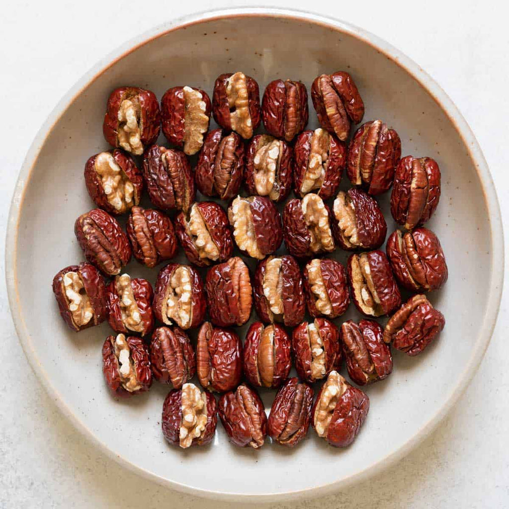 Stuffed Red Dates with Walnuts & Pecans