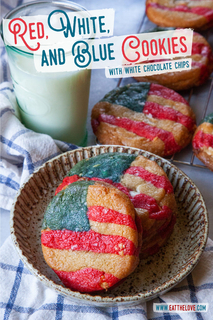 Red, White and Blue Cookies with White Chocolate Chips