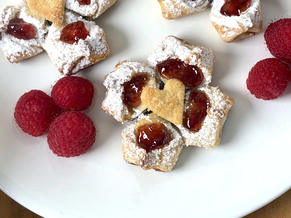 Valentines Day Dark Chocolate Raspberry Pastry Flowers