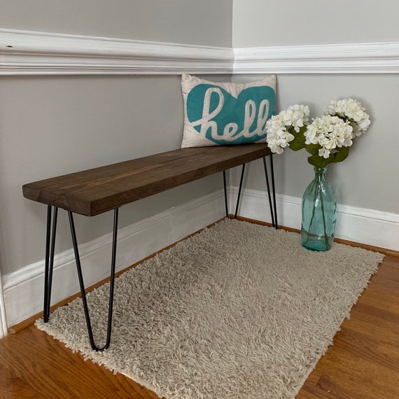 Hairpin Leg Bench | Rustic Modern Coffee Table Side End Sofa Table Nightstand Farmhouse Entryway Bench Mid Century Console Industrial Urban by DistressedMeNot