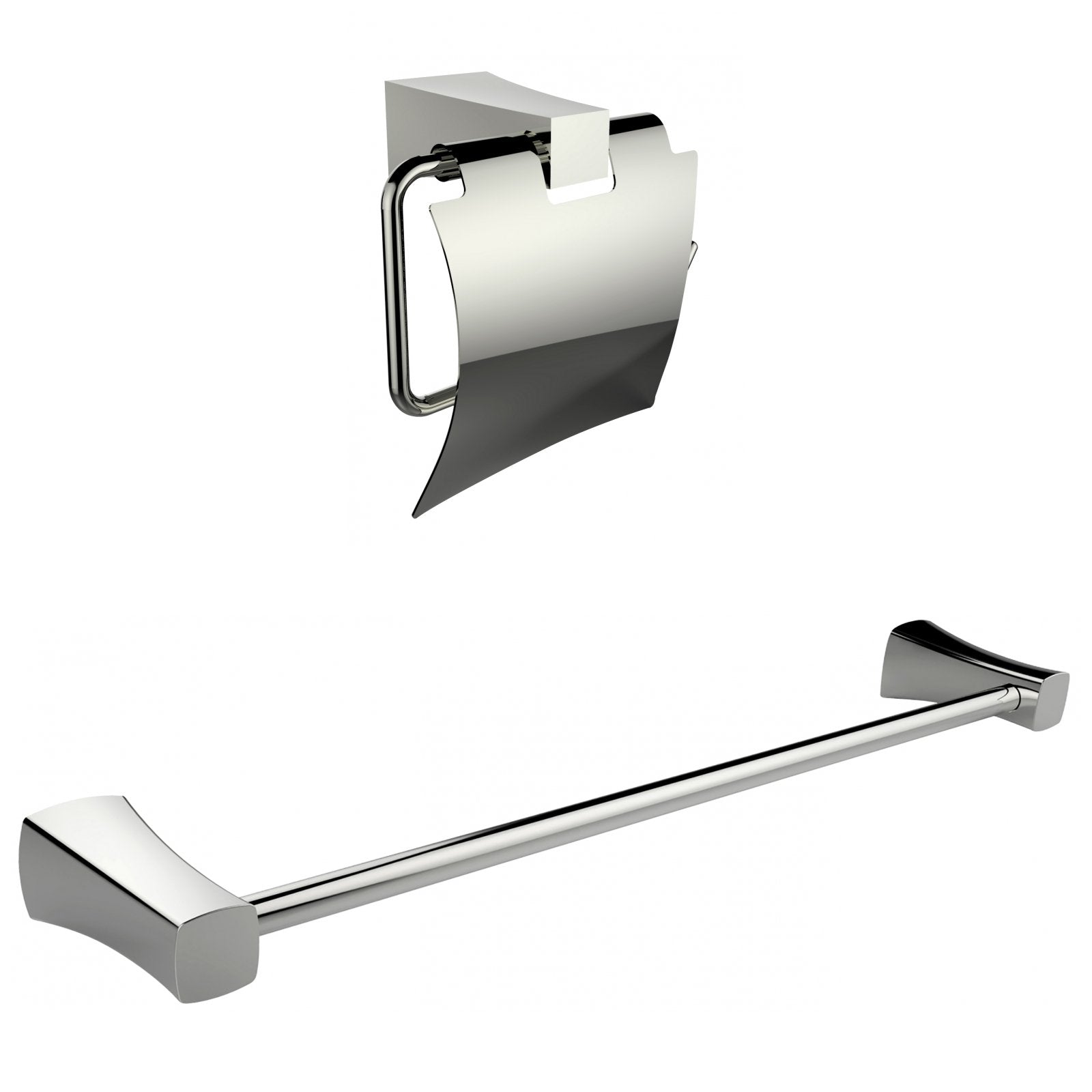 American Imaginations AI-13327 Chrome Plated Toilet Paper Holder With Single Rod Towel Rack Accessory Set