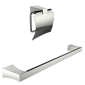 American Imaginations AI-13329 Chrome Plated Toilet Paper Holder With Single Rod Towel Rack Accessory Set