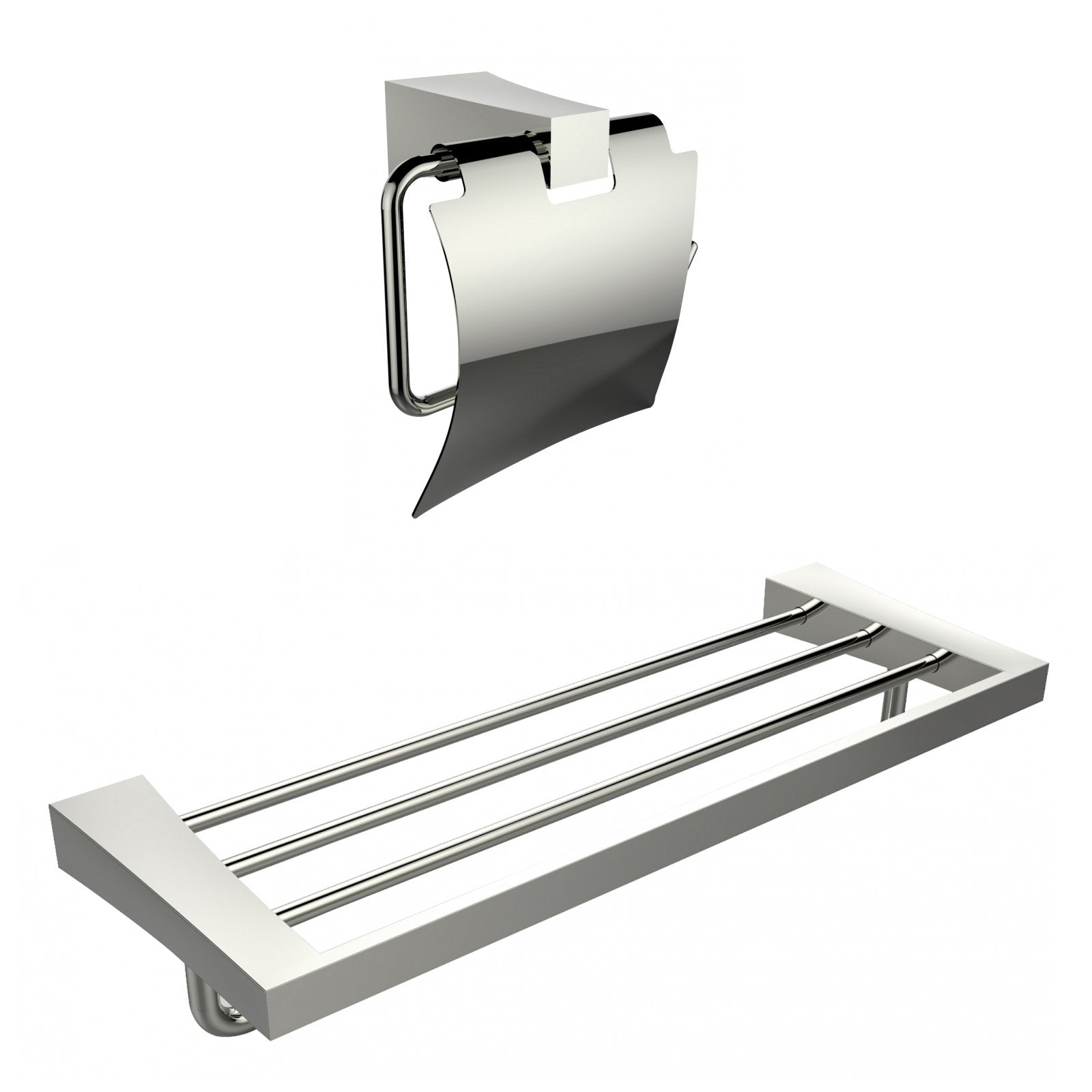 American Imaginations AI-13330 Multi-Rod Towel Rack With A Chrome Plated Toilet Paper Holder Accessory Set