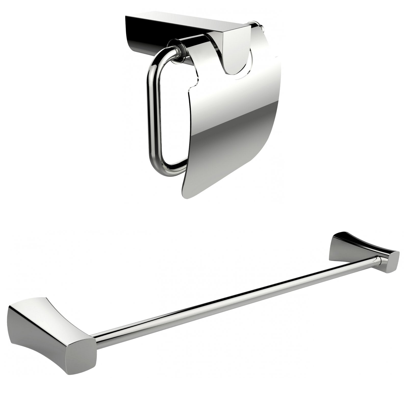 American Imaginations AI-13337 Chrome Plated Toilet Paper Holder With Single Rod Towel Rack Accessory Set