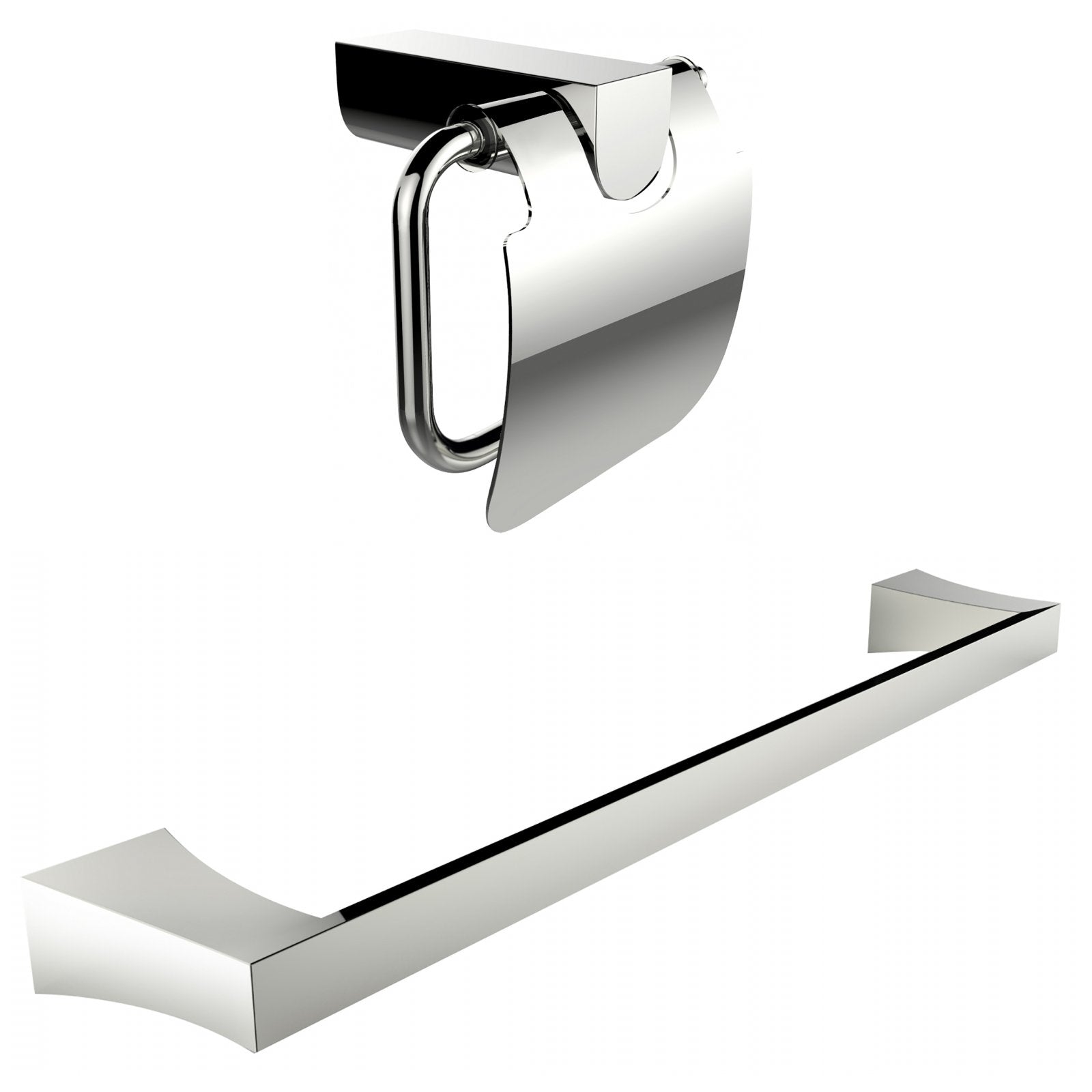 American Imaginations AI-13339 Chrome Plated Toilet Paper Holder With Single Rod Towel Rack Accessory Set