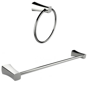 American Imaginations AI-13346 Chrome Plated Towel Ring With Single Rod Towel Rack Accessory Set