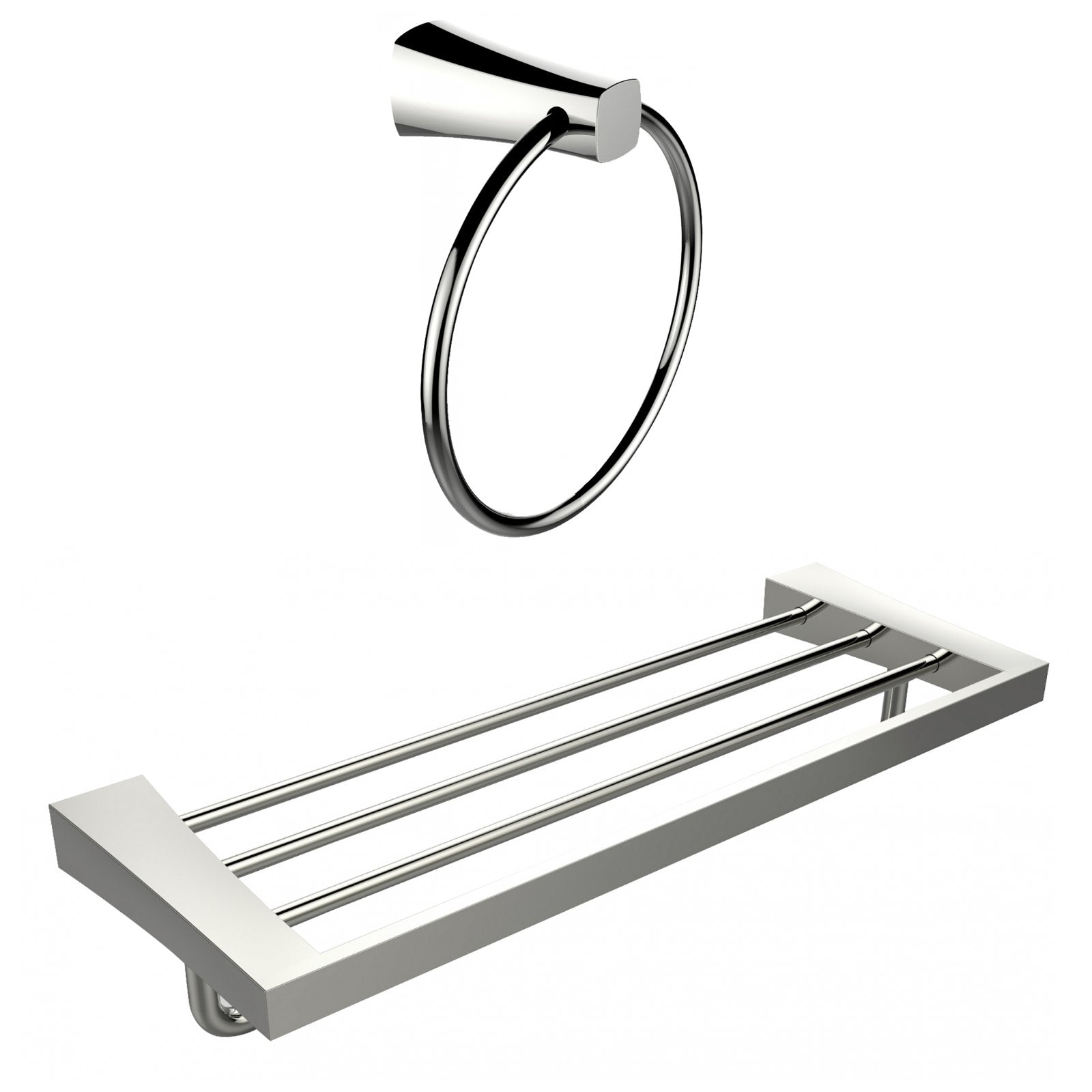 American Imaginations AI-13349 Chrome Plated Towel Ring With Multi-Rod Towel Rack Accessory Set