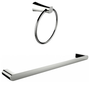 American Imaginations AI-13350 Chrome Plated Towel Ring With Single Rod Towel Rack Accessory Set