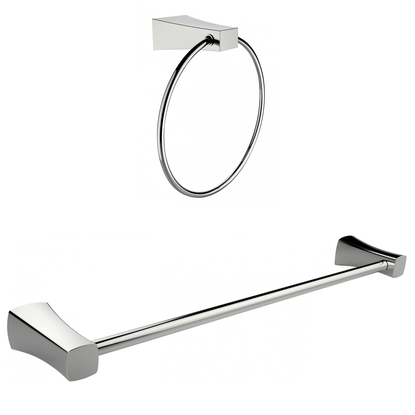 American Imaginations AI-13354 Chrome Plated Towel Ring With Single Rod Towel Rack Accessory Set