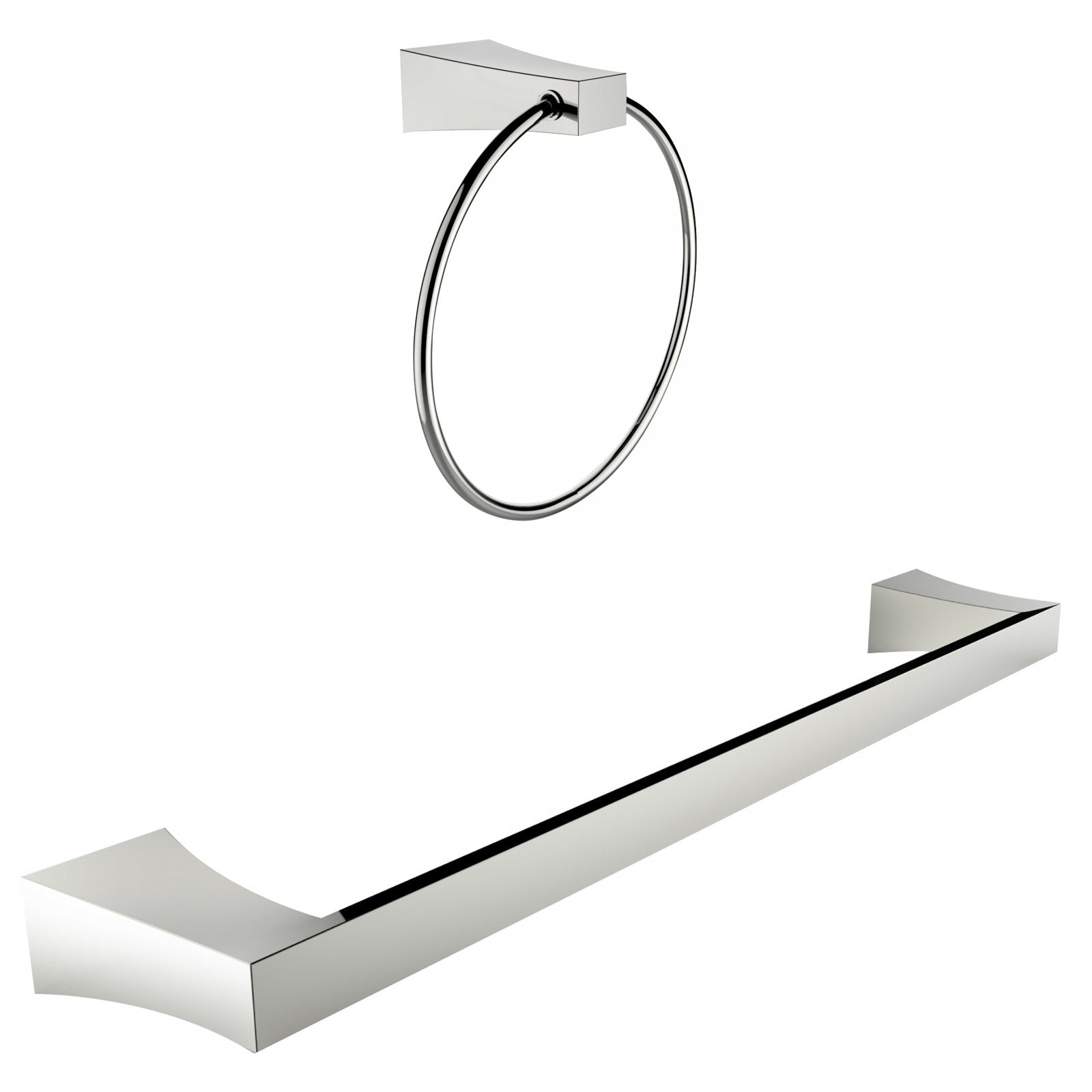 American Imaginations AI-13356 Chrome Plated Towel Ring With Single Rod Towel Rack Accessory Set