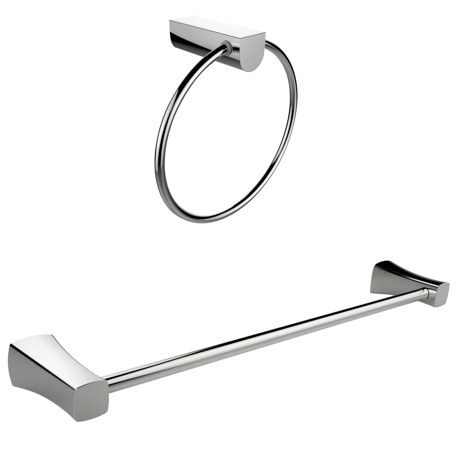 American Imaginations AI-13361 Chrome Plated Towel Ring With Single Rod Towel Rack Accessory Set