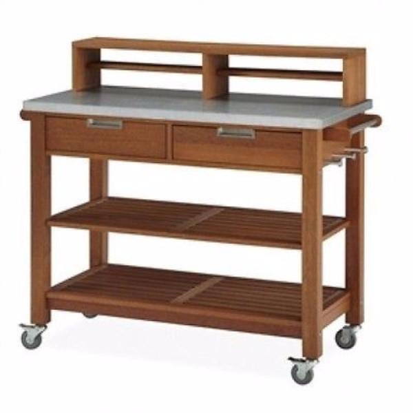 Rust Resistant Steel Top Potting Bench Work Table with Locking Casters