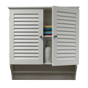 Wall Mounted Bathroom Cabinet with Shelves and Towel Bar in White