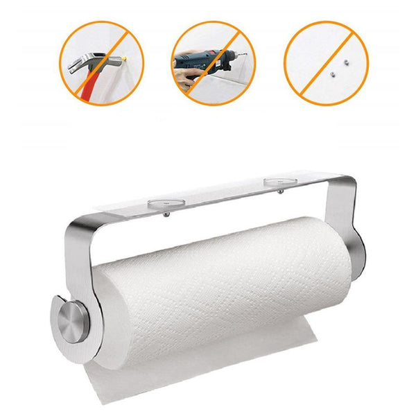 Adhesive Kitchen Roll Paper Holder Stainless Steel Bathroom Tissue Shelf