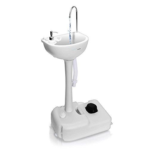 SereneLife Portable Camping Sink w/ Towel Holder & Soap Dispenser - 19L Water Capacity Hand Wash Basin Stand w/ Rolling Wheels - Perfect for Outdoor Events, Gatherings, Worksite & Camping - SLCASN18