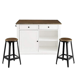 Dorel Living Kelsey Kitchen Island with 2 Stools, White
