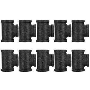 10 Pcs Of 1/2 Cast Iron Tees For Pipe Fitting Decoration, Abuff Black Tees Pipe Fittings Decor With Threaded Hole For Vintage Retro Steampunk Industrial Pipe, Furniture And Diy Decor