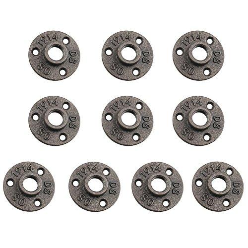 1/2 Cast Iron Floor Flange, Urbest Industrial Steel Fixed Base Internal Flanges Pipe Fitting With Threaded Hole For Industrial Pipe, Furniture And Diy Decoration (1/2 Inch)
