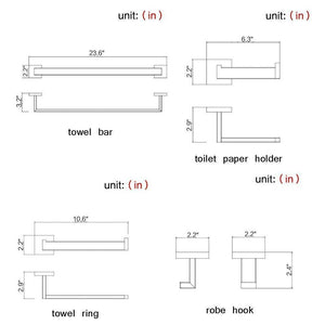 Leyden TM Wall Mount Solid Brass Chrome Bathroom Accessory Sets, 4-Piece Bath Collection Set Towel Bars Robe Hooks Towel Shelf