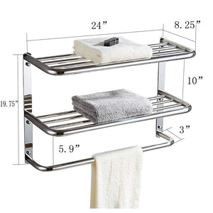 kaileyouxiangongsi 24 inch Shelf Towel Rack Stainless Steel (two-tier)