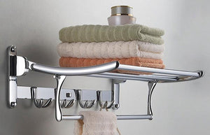 Hamhsin Stainless Steel Wall Mounted Bathroom Towel Rack Brushed Towel Shelf towel holder Hotel Rail Shelf Storage Holder (50cm)
