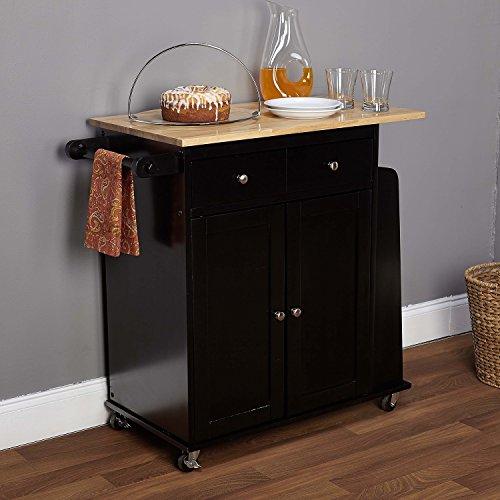 Contemporary Wood 2 Tone Kitchen Cuisine Cart with 1 Drawer and 2 Door Cabinet