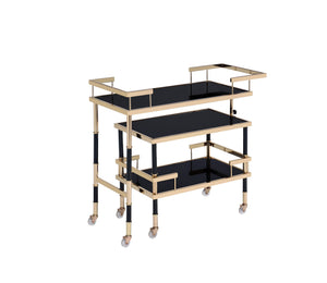 Acme Kina Cart With Gold And Black And Smoky Glass Finish 98374