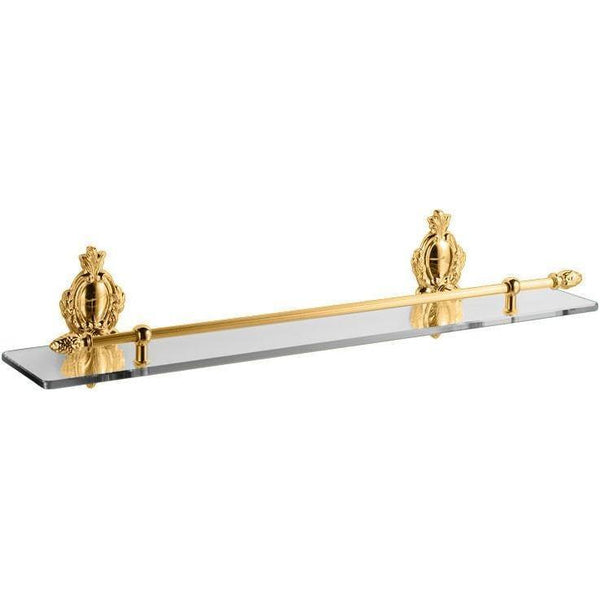 GM Luxury Imperiale Brass 23.6" Wall Mounted Glass Shelf Bathroom Organizer Towel Rack