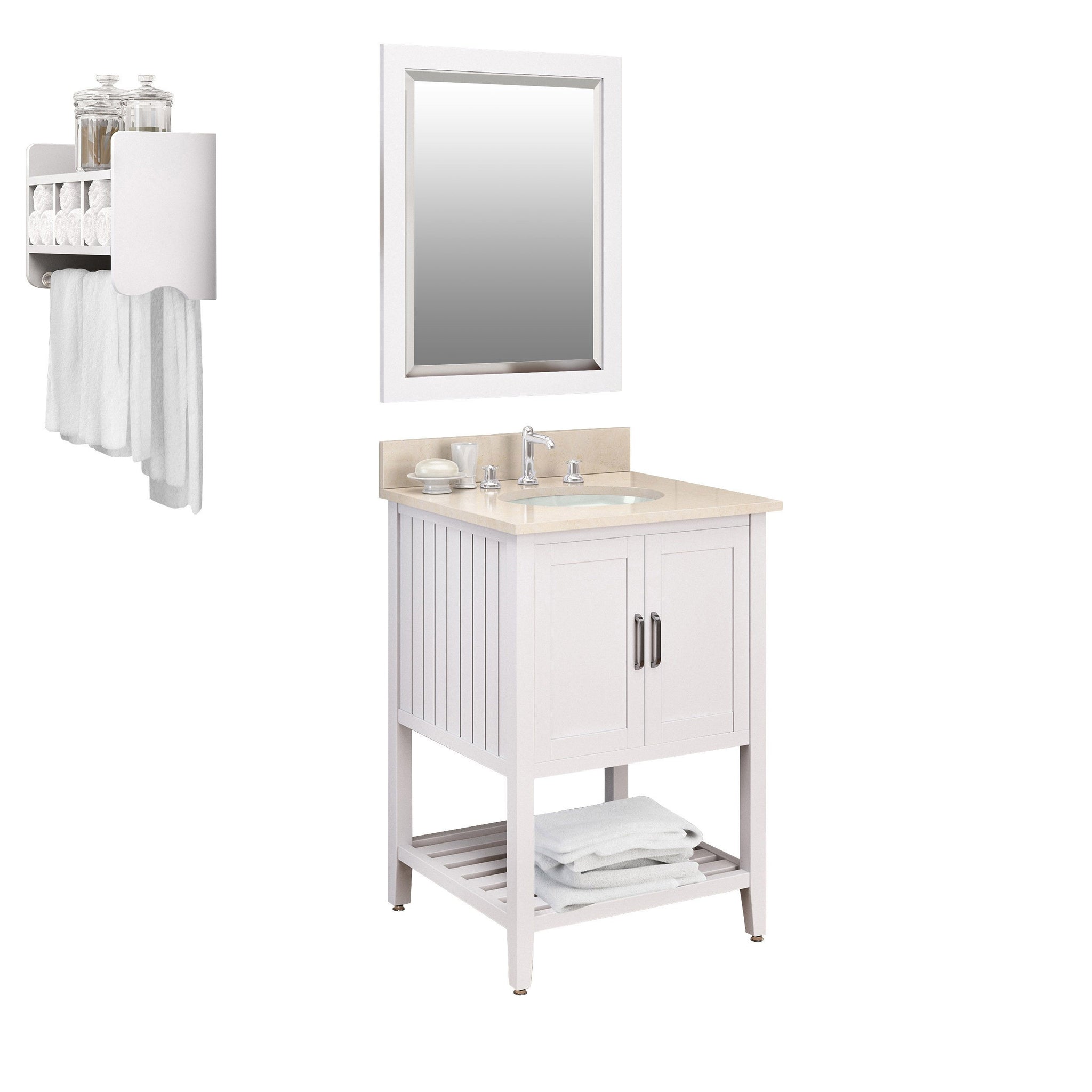 Adelino White Bath Vanity Set with Shelf/Mirror