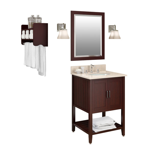 Adelino Espresso Bath Vanity Set with Shelf/Mirror