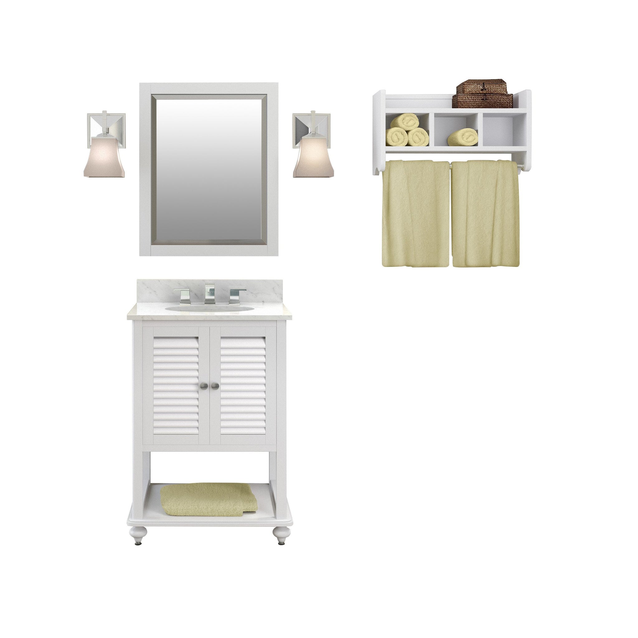 Gallina White Bath Vanity Set with Shelf/Mirror
