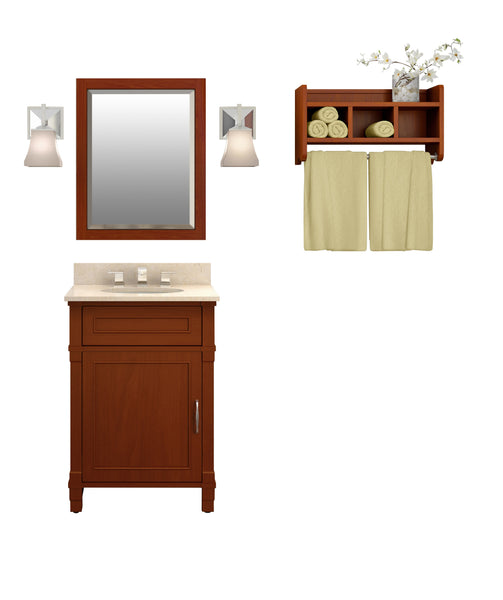 Rosedale Chestnut Bath Vanity Set with Shelf/Mirror