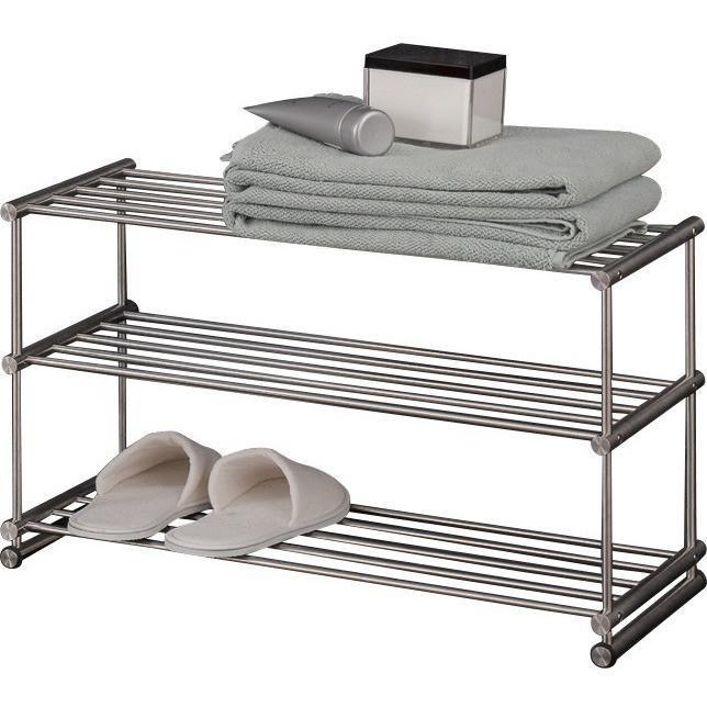 PSBA Floor Standing Shelf Towel Rack Bath Storage Holder 3-tier Matte Steel