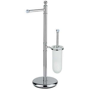 BA Folie Swarovski Standing Bath Towel Bar Rail Holder & Toilet Brush Holder Set