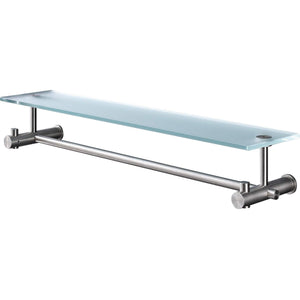 PSBA Wall Mounted Glass Storage Shelf Towel Rack W/ Bar Organizer, Steel Matte - More Sizes Available
