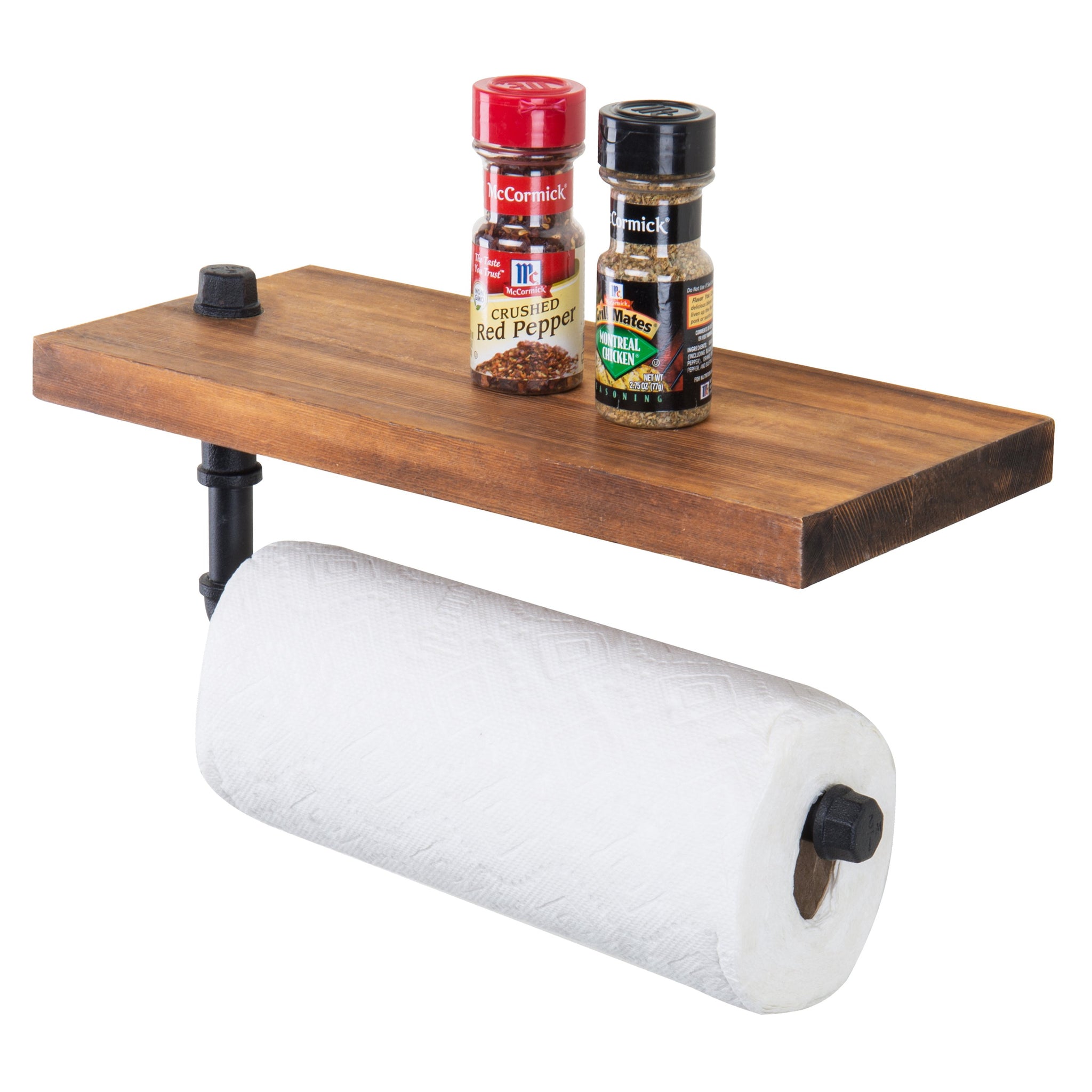 Industrial Pipe Floating Shelf & Paper Towel Holder