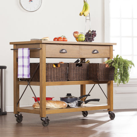Arnaldo Brown Wood Kitchen Cart