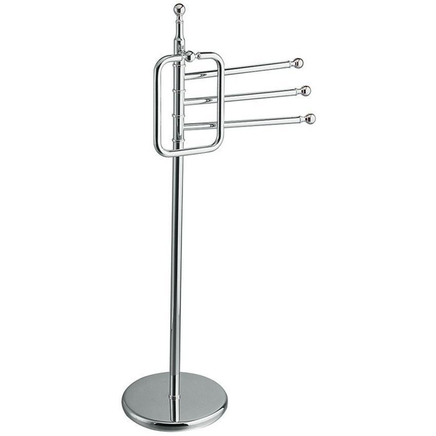 BA Standing 3-Tier Bathroom Towel Bar Rail Holder & Towel Ring Set - Brass