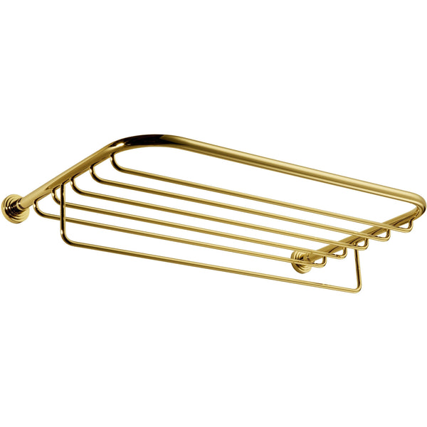 Scala Wall 23.2" Towel Rack Bath Storage Shelf With Towel Bar Rail, Solid Brass