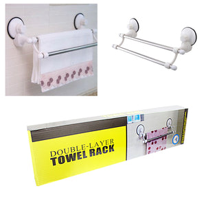 Bathroom Suction Double Rail / Layer Towel Rack, holds upto 5KG   3018