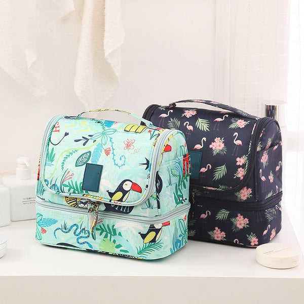 Portable Hanging Flamingo Nylon Waterproof Fashion Cosmetic Bag Make Up Bag Toilet Wash Bag