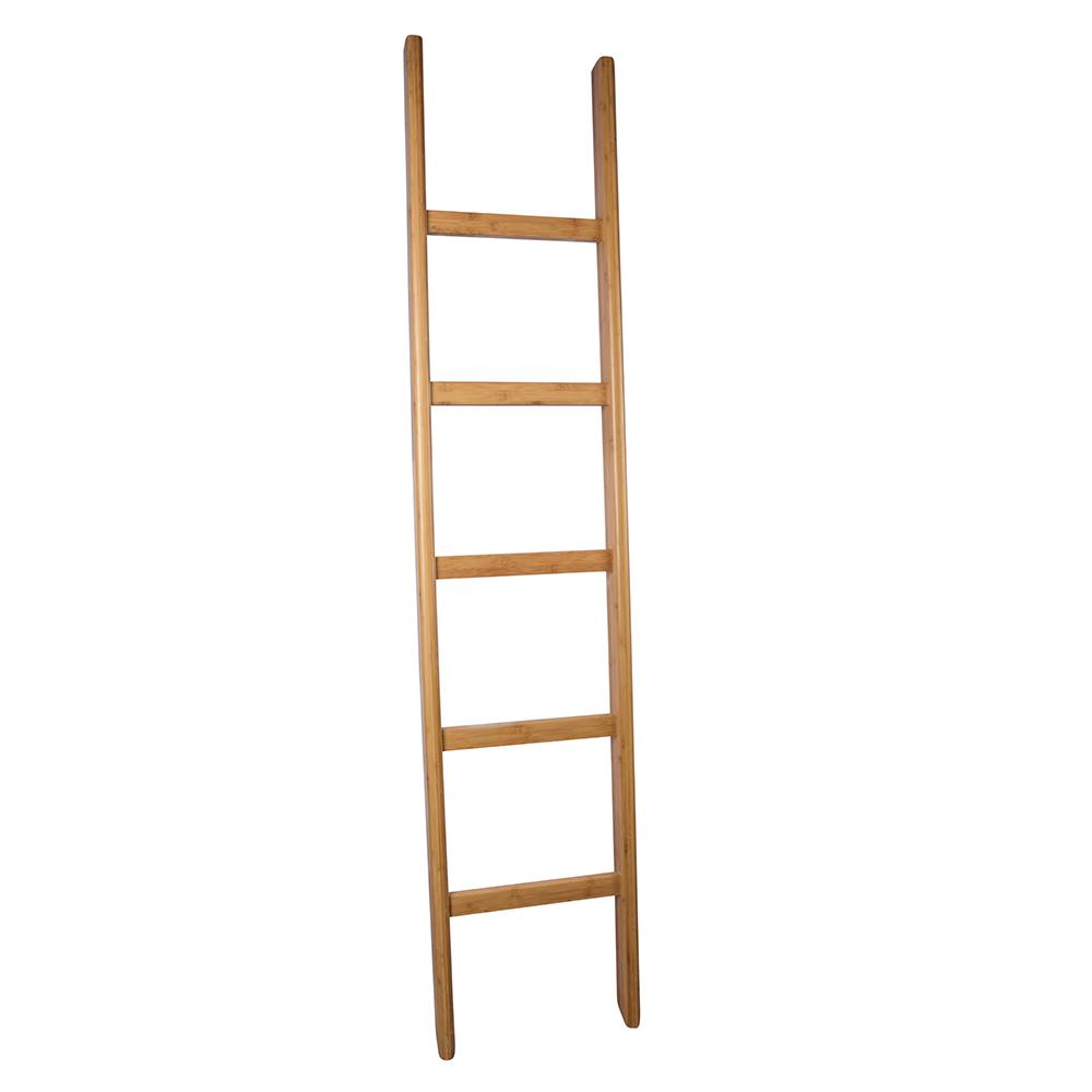 65" Freestanding Bamboo Ladder Towel Rack