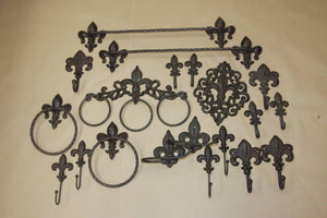 20) Deluxe Fleur De Lis Bath Decor Collection, Vintage-look Cast Iron Old French Design Bath Accessories, Free Ship, Marseille