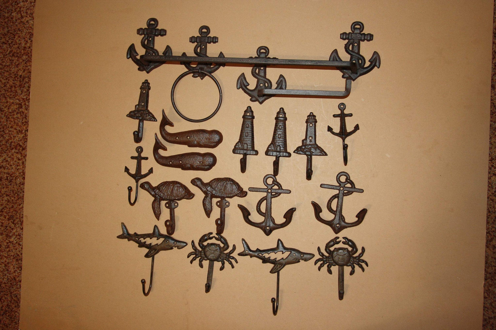 19) Deluxe Cast Iron Nautical Bath Accessory Collection ~ In The Sea