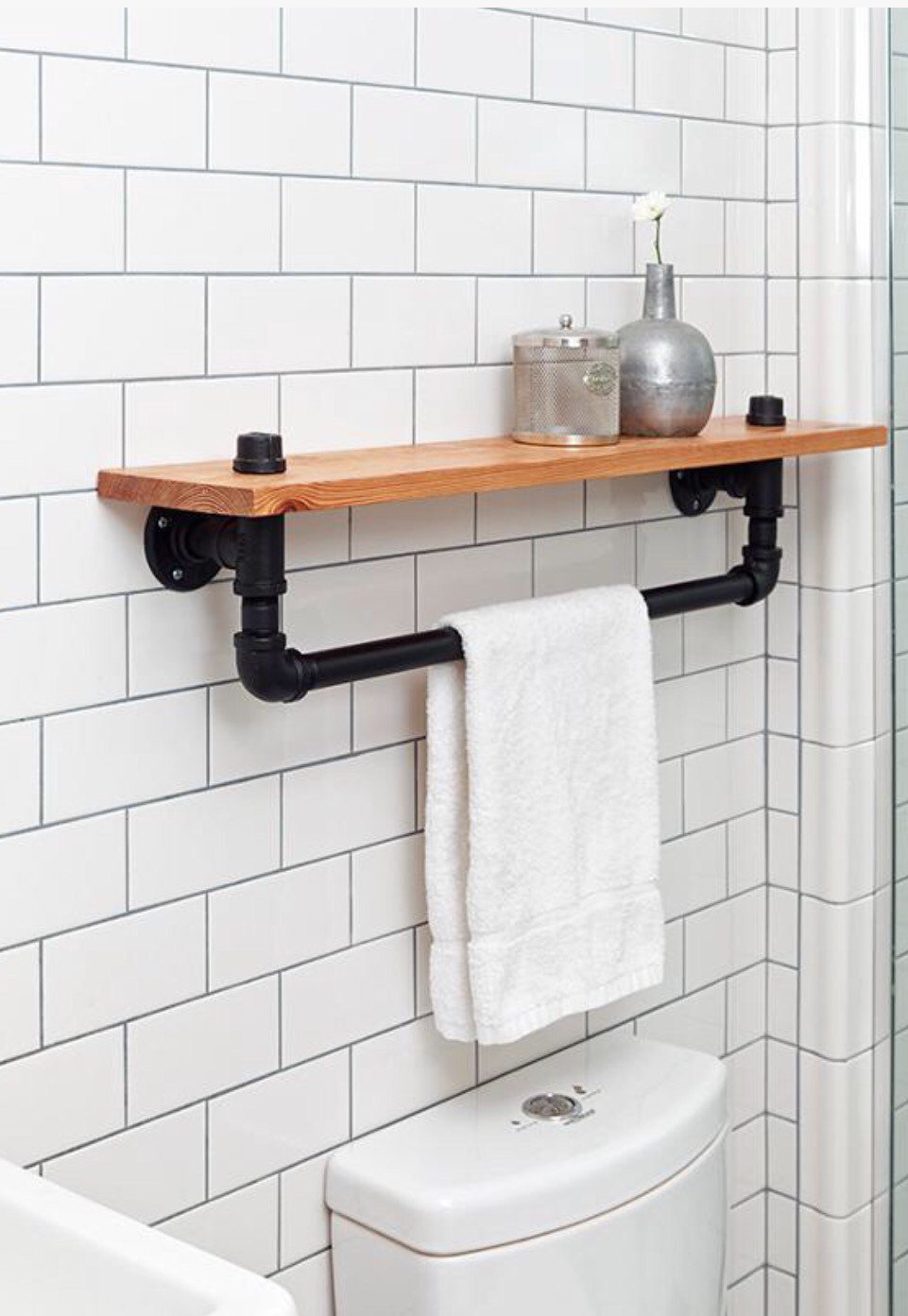 Industrial towel rack shelf-Rustic Bathroom shelf